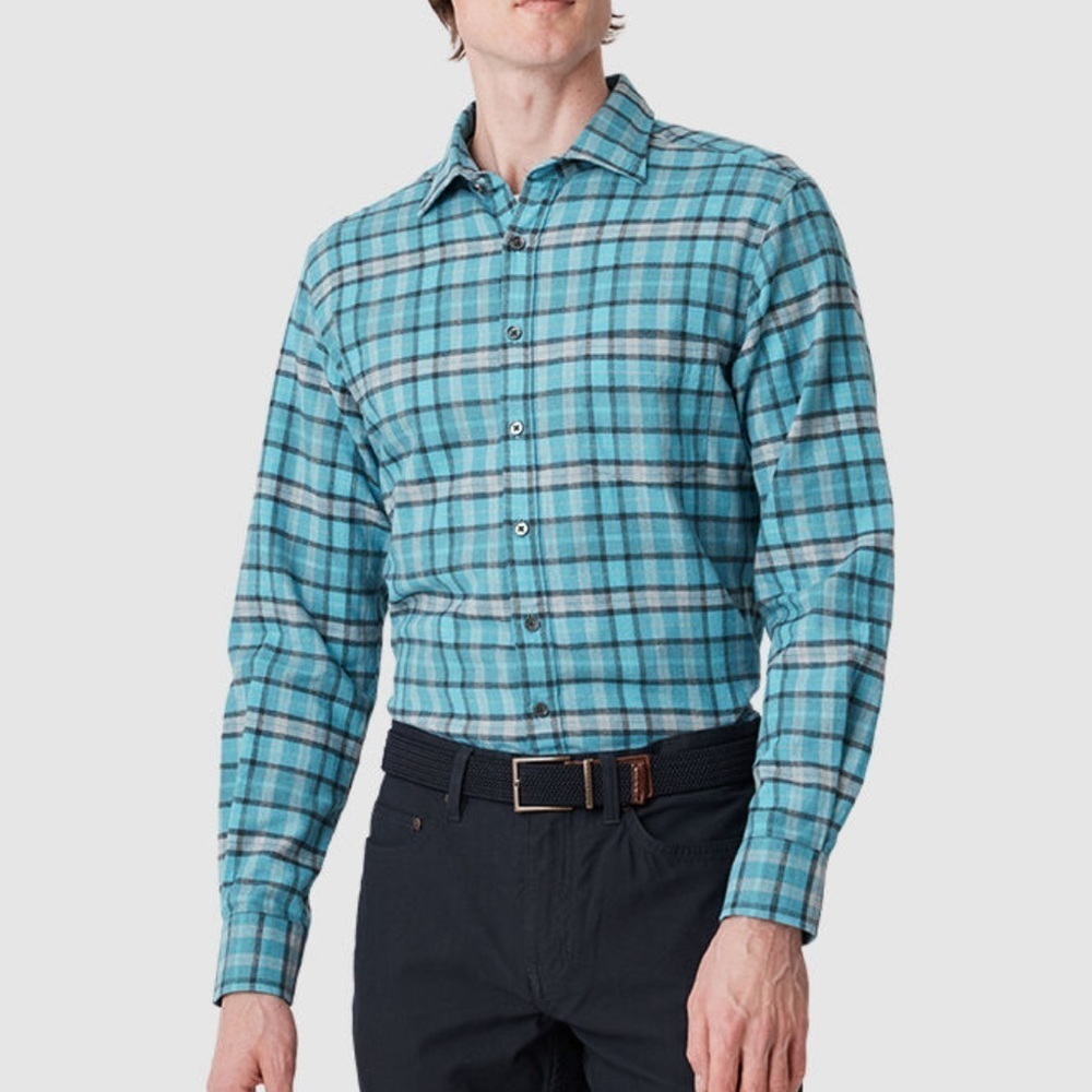 Rodd & Gunn Drift bay sports fit shirt Men’s size 2xl Turquoise plaid